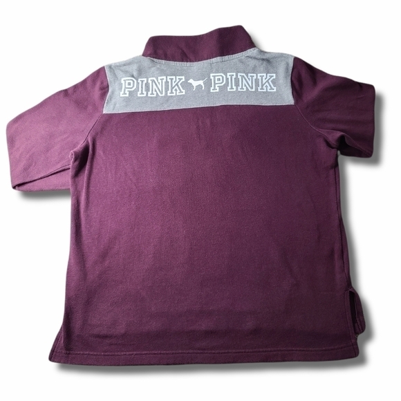 VS PINK Maroon Grey Perfect Quarter-zip Sweatshirt - Picture 3 of 3